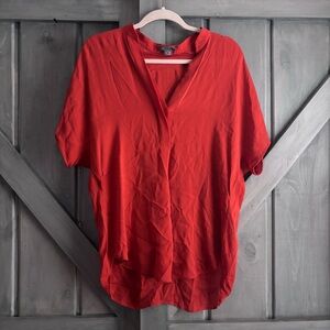 Vince 100% Silk Burnt Orange Blouse Size S